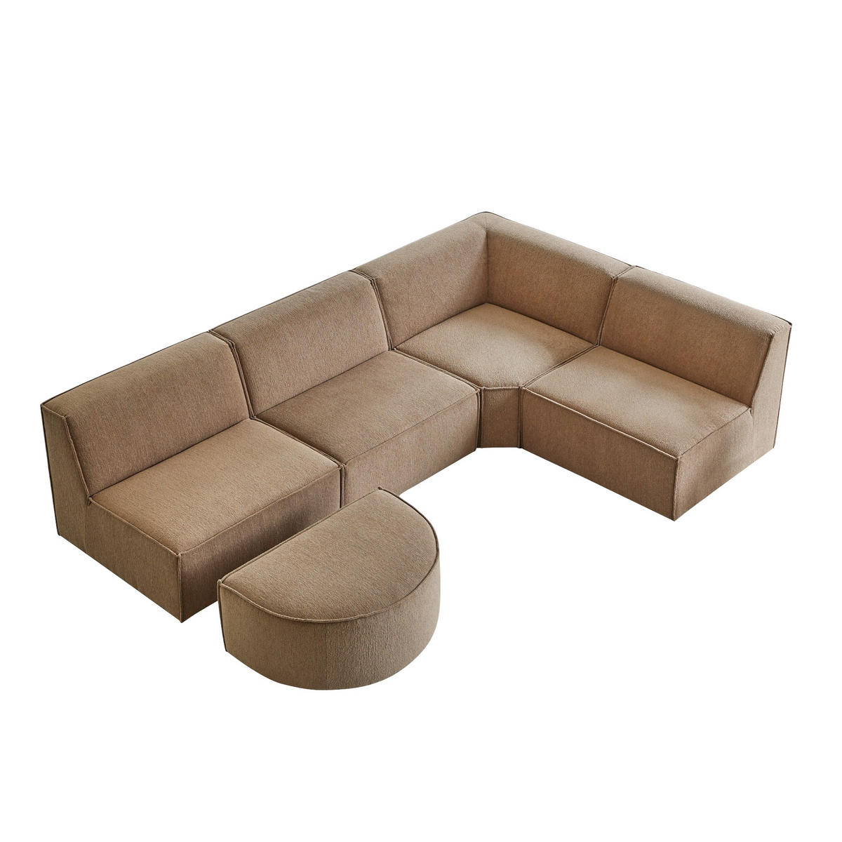SOFA Dario Braun aus Stoff - Braun, Textil (291/259cm) - Tikamoon