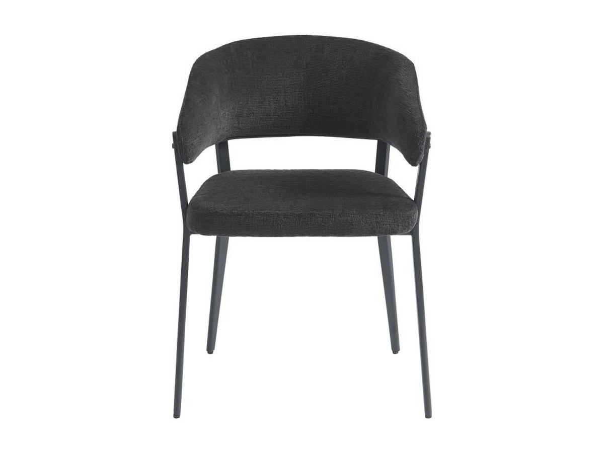 STUHL mit Armlehnen 2er-Set - Stoff & Metall - Schwarz - AVRELA - Schwarz, Textil (55/77/56cm) - Vente-Unique