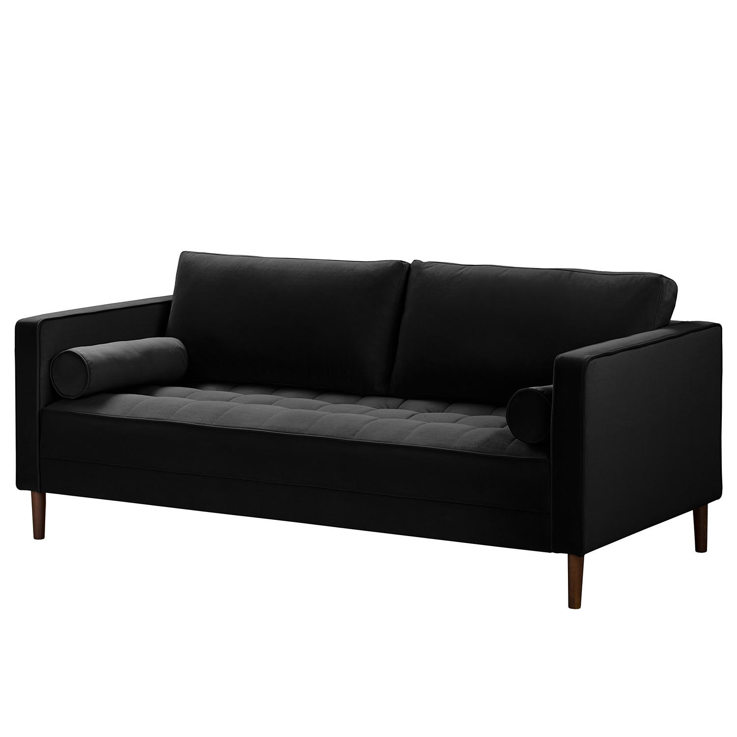 3-SITZER SOFA - Samt - Schwarz, Textil (191/80/86cm) - home24