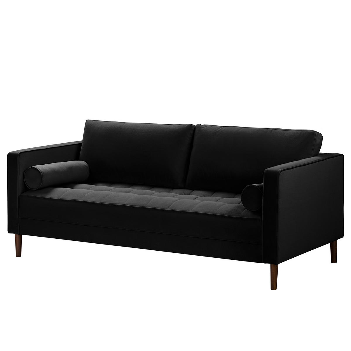3-SITZER SOFA - Samt - Schwarz, Textil (191/80/86cm) - home24