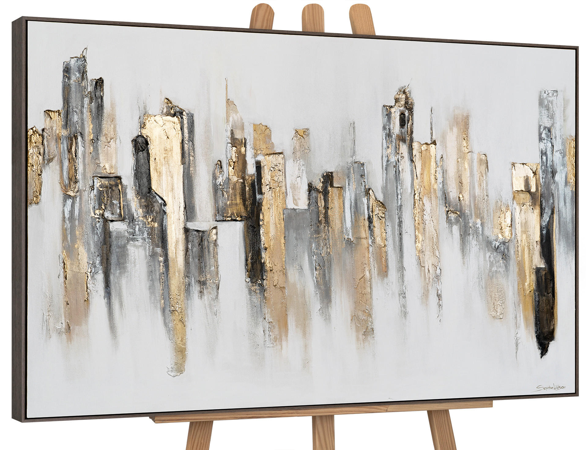 YS-art gallery Gemälde Grau 180x120 cm