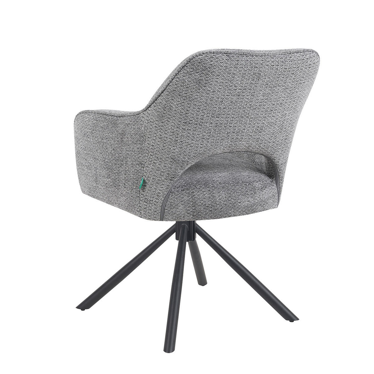 DREHSTUHL Mika-Ben 2er-Set - Dunkelgrau/Schwarz, Textil/Metall (60/87/65cm) - DUBI Möbel