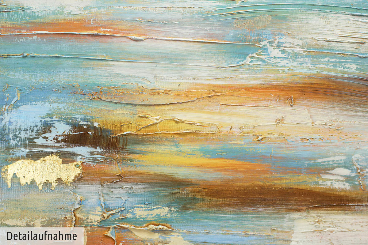 ACRYLBILD HANDGEMALT 60/60 cm - Blau/Braun, Holz/Textil (1.15/60cm) - KUNSTLOFT