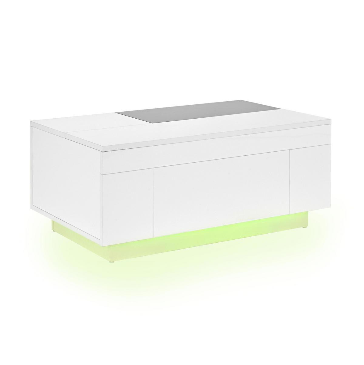 COUCHTISCH mit LED und Stauraum 80 x 50 cm MDF Black/White - Schwarz, Wellpappe (80/50/35.5cm) - Meubliv