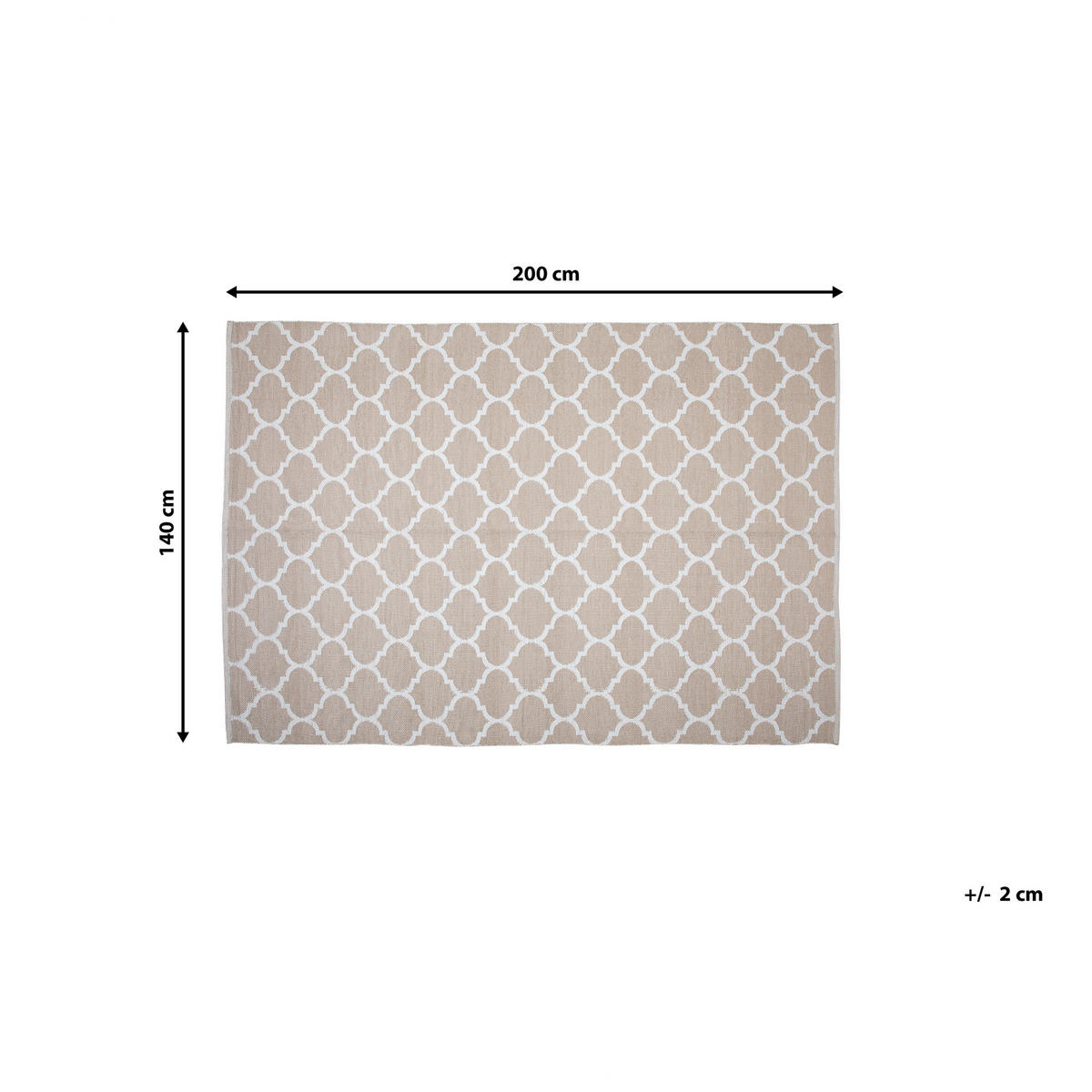 KURZFLOR-OUTDOOR-TEPPICH Aksu 200/140 cm - Weiß, Kunststoff (140/200cm) - Beliani