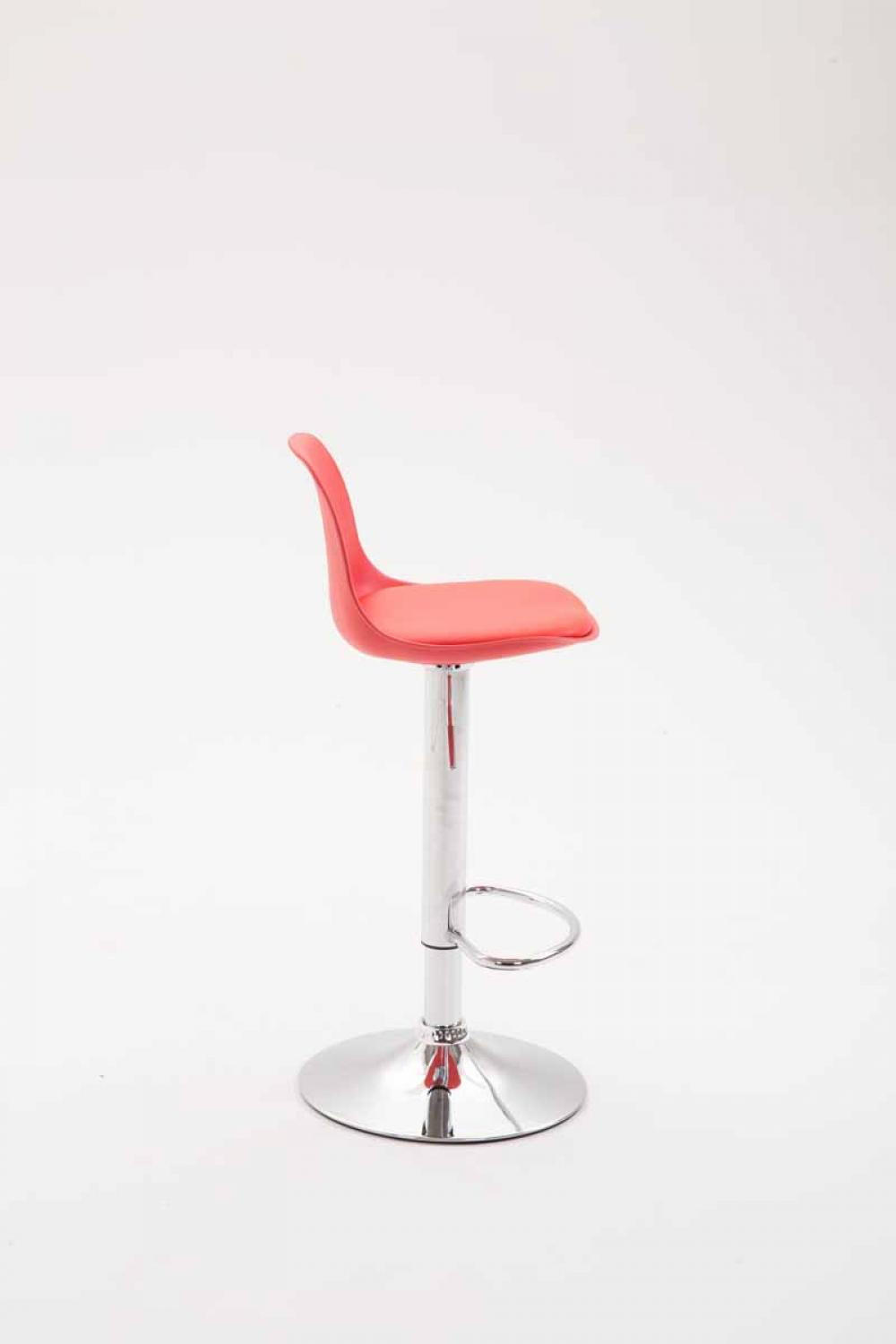 BARHOCKER Kunststoff rot - Chromfarben/Rot, Kunststoff/Metall (39/82/43cm) - CLP