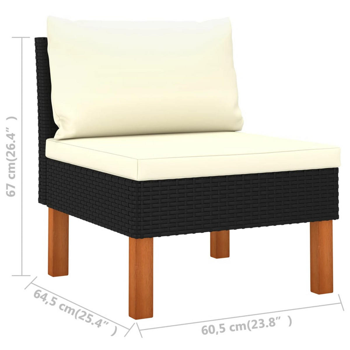GARTEN-LOUNGE-SET 4-TLG. MIT KISSEN POLY RATTAN SCHWARZ - Schwarz, Holz - vidaXL