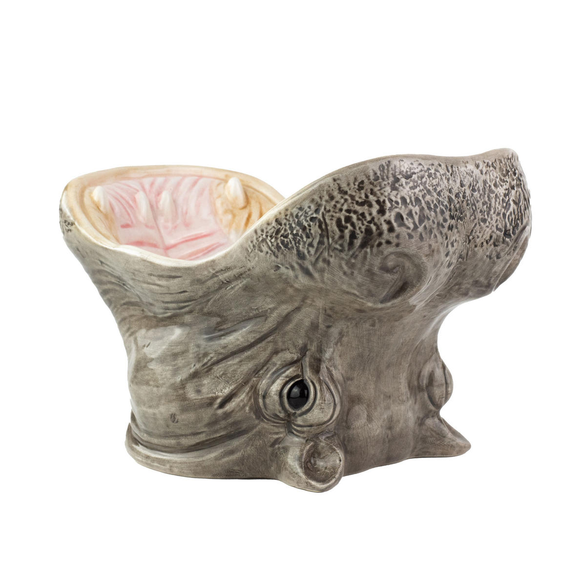 SERVIERSCHÜSSEL Hungry Hippos, Dolomit, Grau, 13.5 x 19 x 14 cm - Grau, Keramik (19/14/13.5cm)