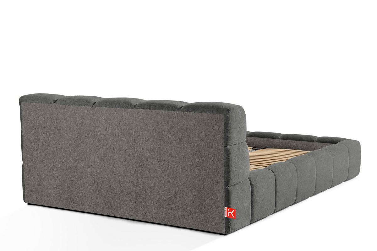 POLSTERBETT AERI 140/160/180/200 mit Rahmen und Bettkasten, grau - Grau, Holz/Holzwerkstoff (160/200cm) - KONSIMO®