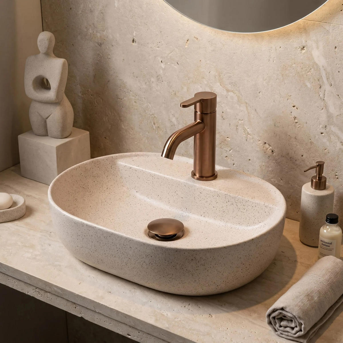 AUFSATZWASCHBECKEN Rea Aura 42 Sandy - Beige, Keramik (30/12/42cm) - REA