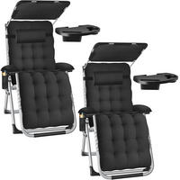 SONNENLIEGE Cloud Ii, mit Ablagetisch und Stautasche, schwarz - Schwarz, Kunststoff (84/103/168cm) - tectake