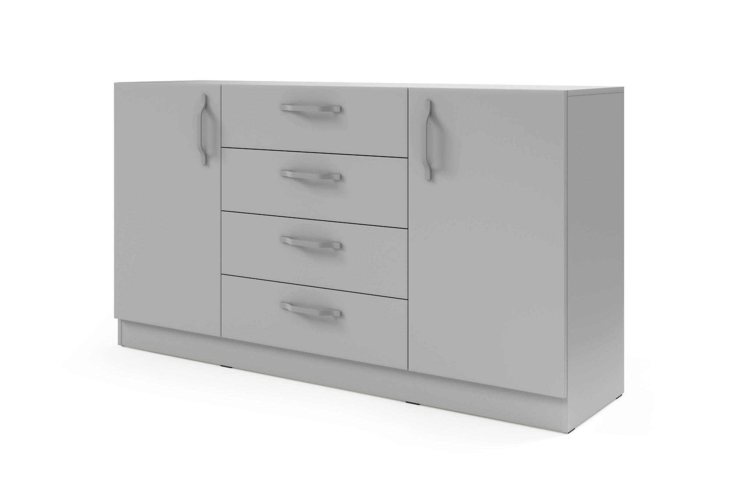 KOMMODE BRISSO BRK1 155,5/85/40 cm in Platingrau mit Metallgriffen - Grau, Holzwerkstoff/Metall (156/85/40cm) - Deine Möbel 24