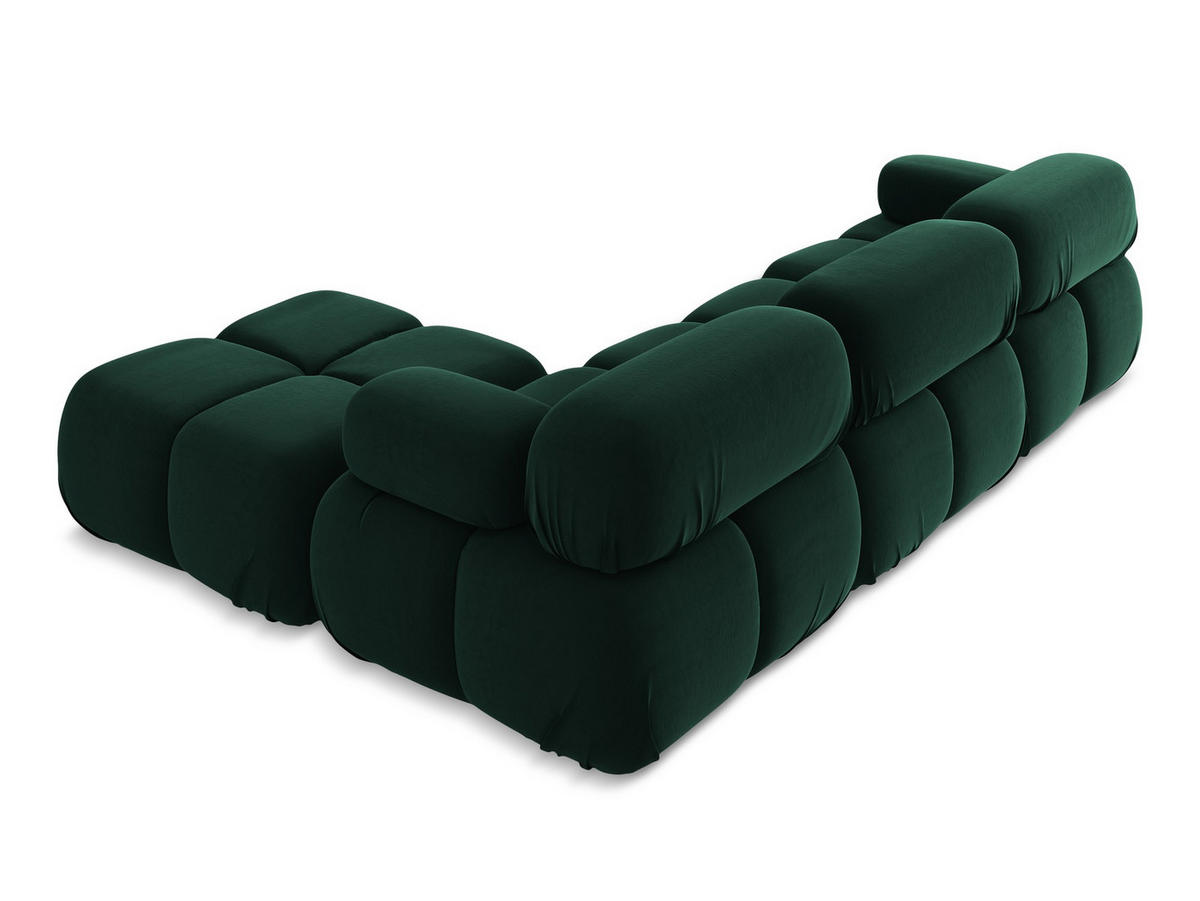 ECKSOFA Beidseitig Samt Stoff Grün - Blau/Dunkelgrün, Kunststoff/Textil (285/191cm) - Makamii