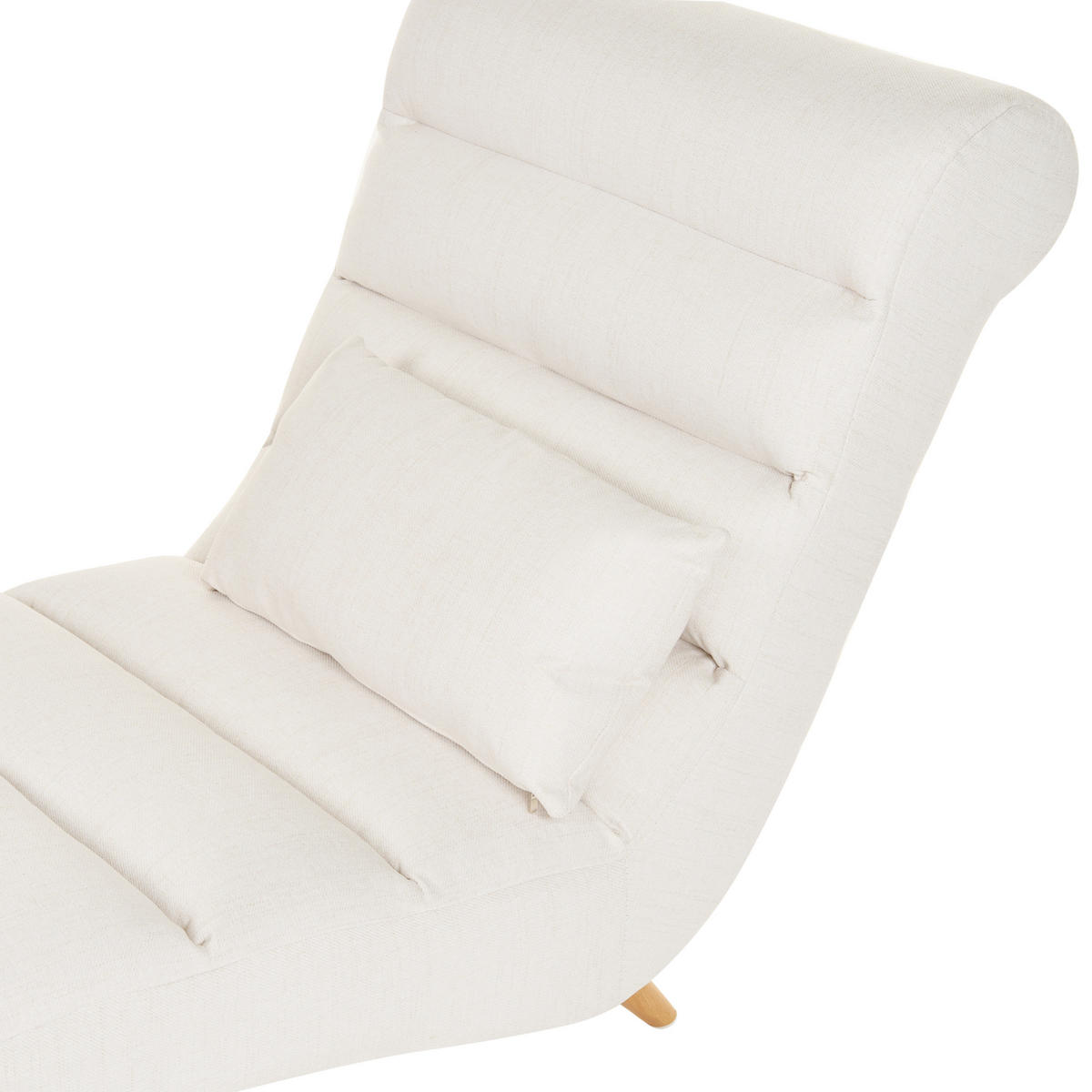 ČALOUNĚNÉ LEHÁTKO CHAISE LONGUE Látka Krémově bílé Rives - bílá/krémová, textil (78/97/160cm) - Beliani