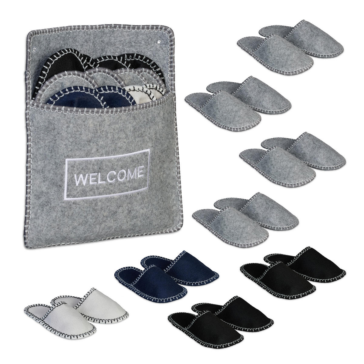 6XGÄSTEHAUSSCHUHE - Multicolor, Textil (31/10cm) - Relaxdays