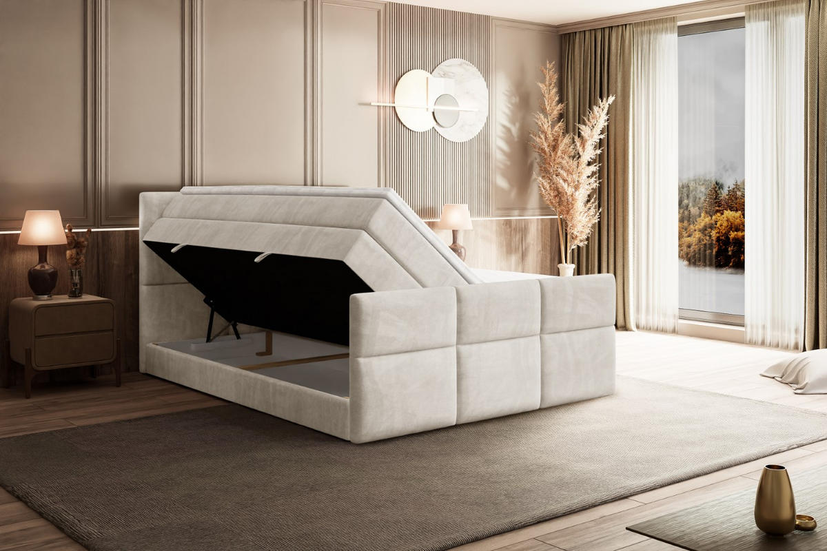 BOXSPRINGBETT OHIO-Z KING - 120x200 - H3/H4 - Creme - Creme, Holzwerkstoff (120/200cm) - ALTDECOR