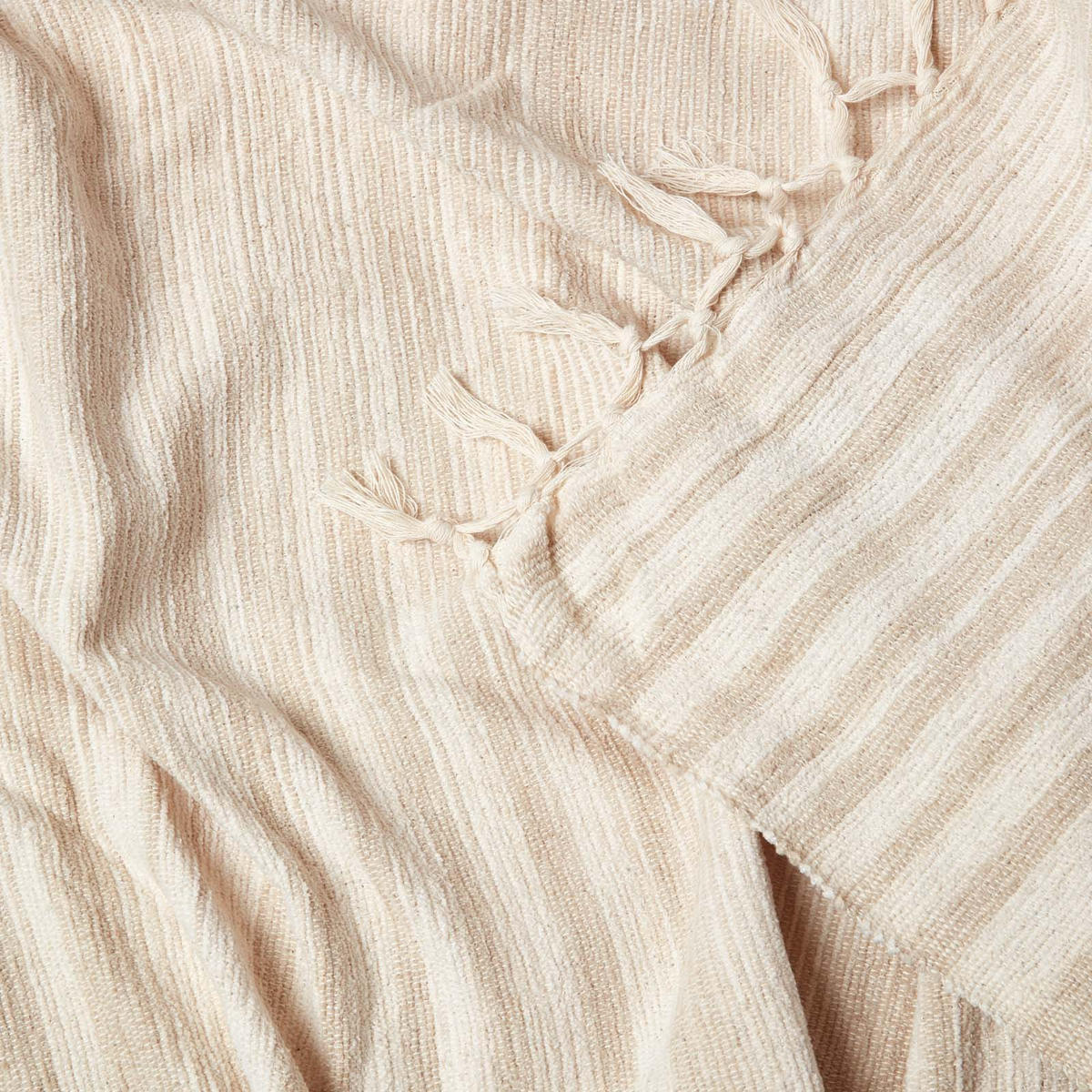 WOHNDECKE Chenille 150/200 cm, 100% Baumwolle gestreift - Beige, Textil (150/200cm) - Homescapes