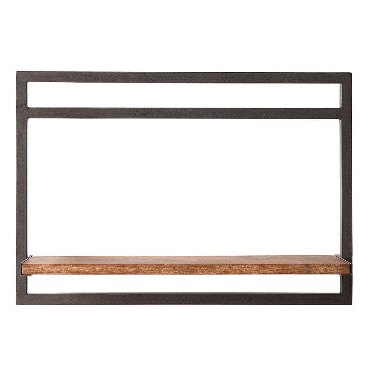 WANDREGAL - Akazie massiv / Metall - Anthrazit - Akaziefarben, Holz/Metall (58/40/19cm) - home24