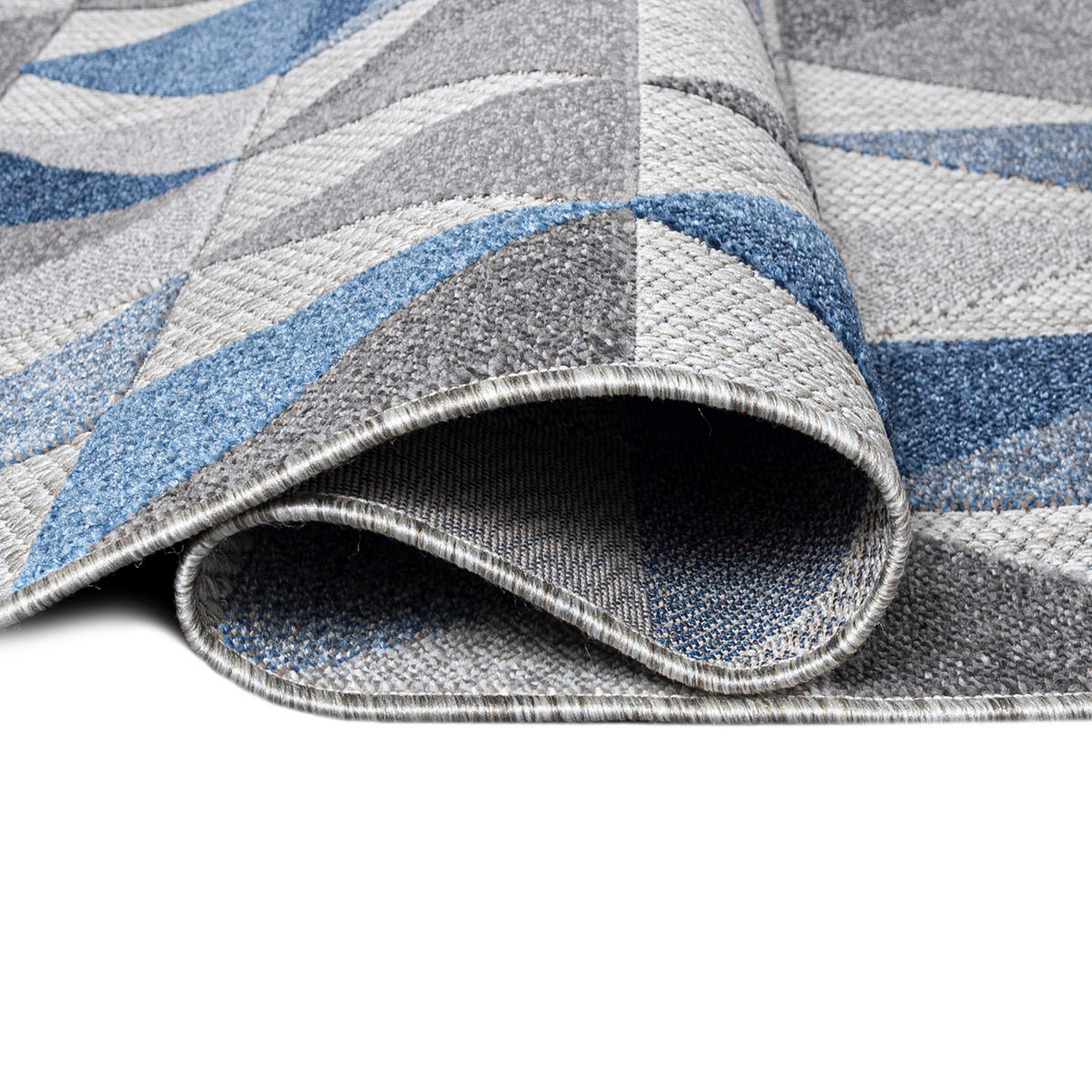 TEPPICH Outdoor Blue Grey Geometrisch Kurzflor Rechteckig- 160x230 cm - Blaugrau, Textil (160/230cm) - Mazovia