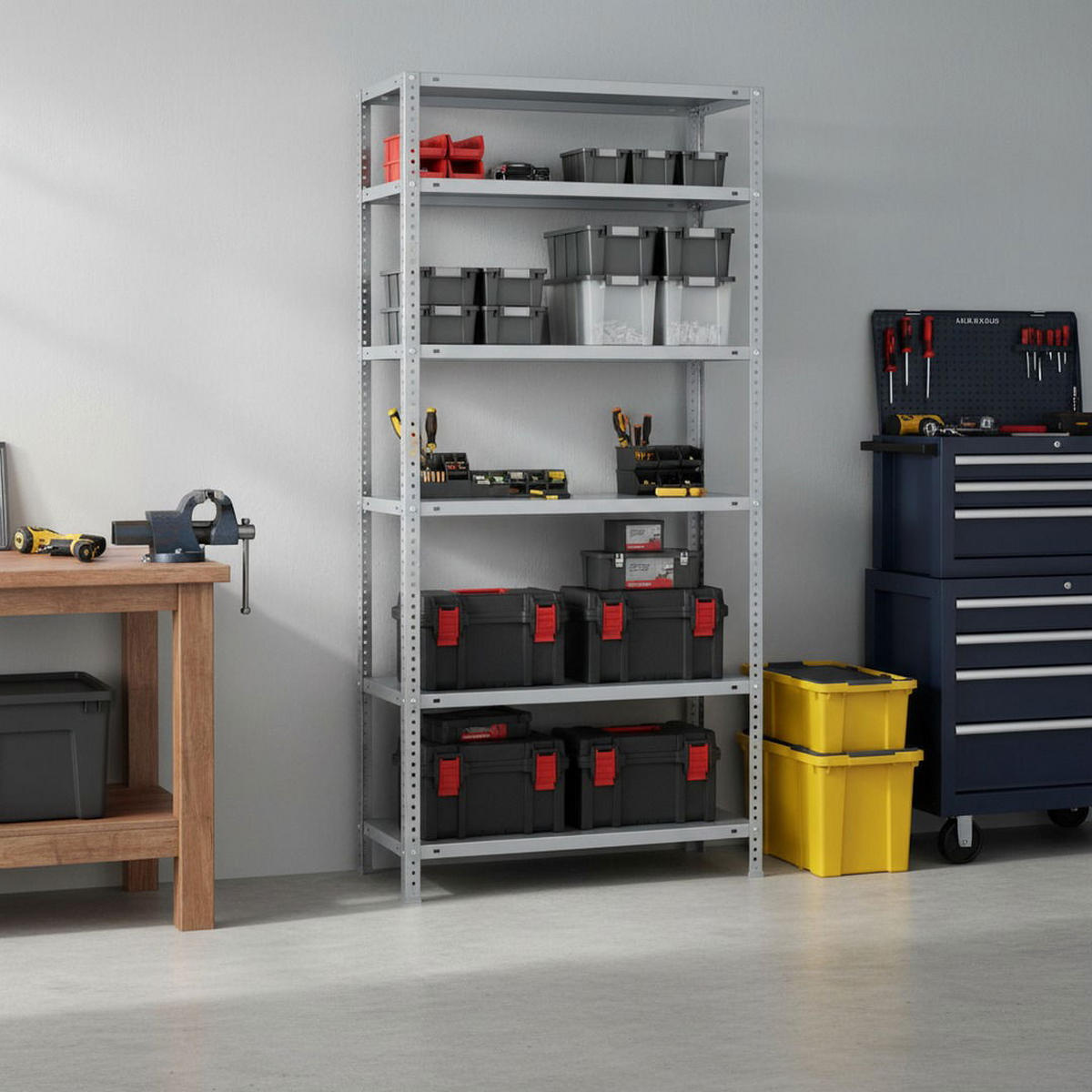 SCHRAUBREGAL PANDA TALL | HxBxT 200x100x40cm | 6 Fachböden | Fachlast 75kg | Weiß - Weiß, Metall (100/200/40cm) - PROREGAL