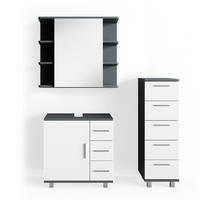 BADMÖBEL-SET Ilias Anthrazit 3 Teile, mit Midischrank - Anthrazit/Weiß, Holzwerkstoff (60/60.8/33cm) - Vicco