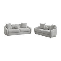 COUCHGARNITUR - 5 Personen - stoff - hellgrau Nafeki - Hellgrau, Kunststoff/Textil (216/78/96cm) - Vente-Unique