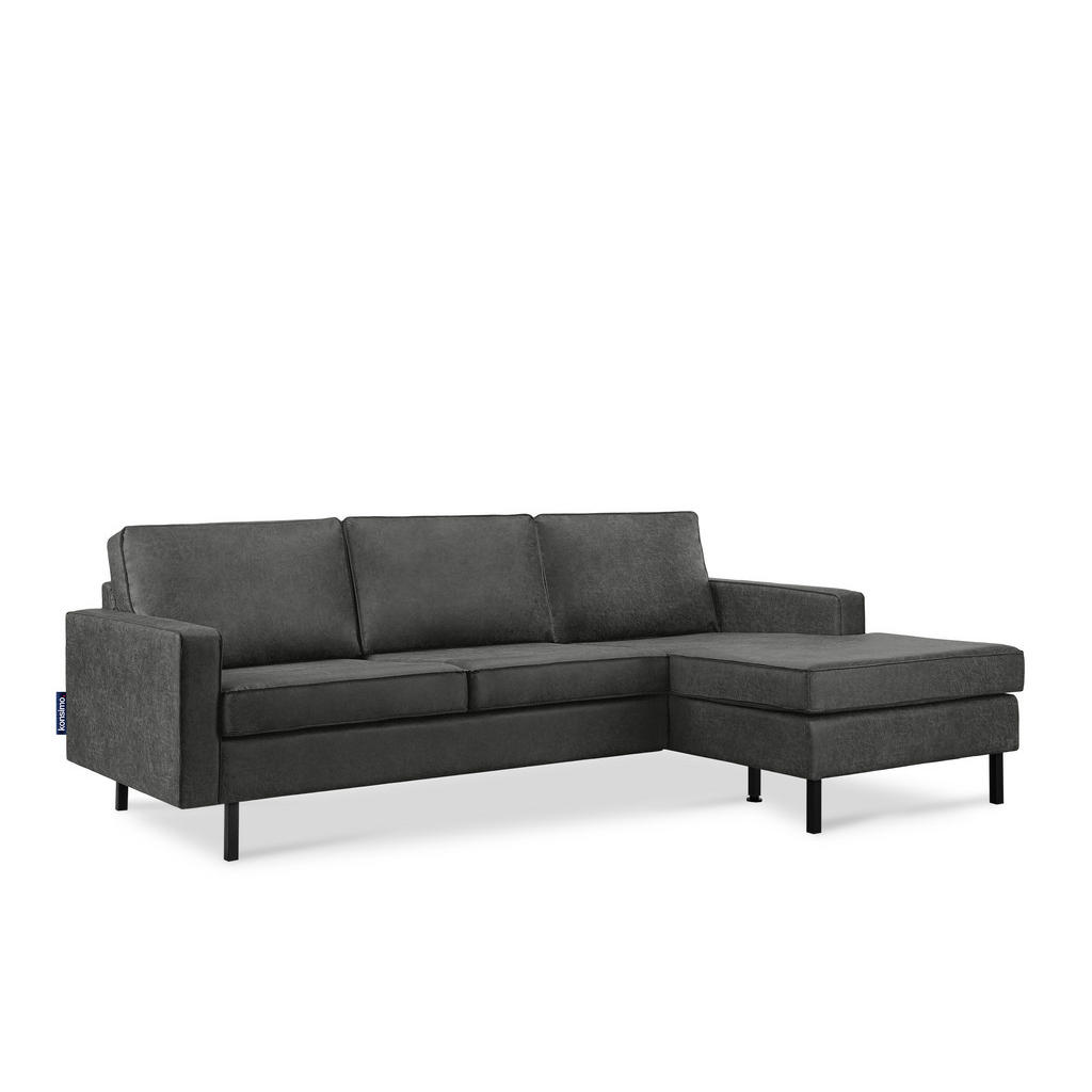 Thumbnail - Konsimo® Ecksofa-Rechts, Dunkelgrau, Textil, L-Form,L-Form, 234x160 cm, Hergestellt in Europa, Wohnzimmer, Sofas & Couch...