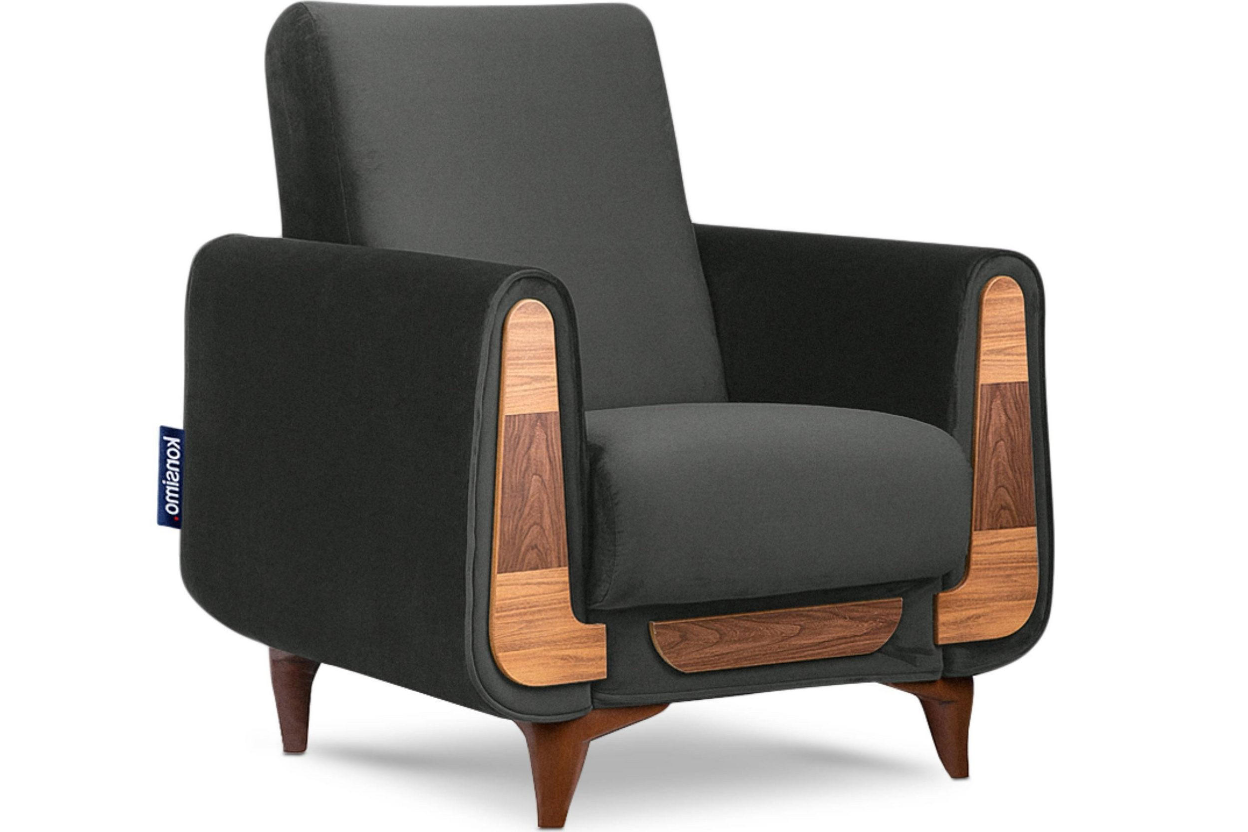 SESSEL GUSTAVO mit Armlehnen, Grau - Anthrazit/Braun, Holz/Holzwerkstoff (83/95/92cm) - KONSIMO®