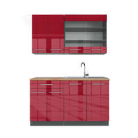 SINGLEKÜCHE Fame-Line Bordeaux Hochglanz/Anthrazit 140 cm, AP Eiche - Bordeaux/Anthrazit, Holzwerkstoff (140/81.6/60cm) - Vicco