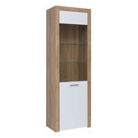 VITRÍNA Nora Bílá a dřevo - bílá, kompozitní dřevo (62/192/39cm) - Petits-meubles