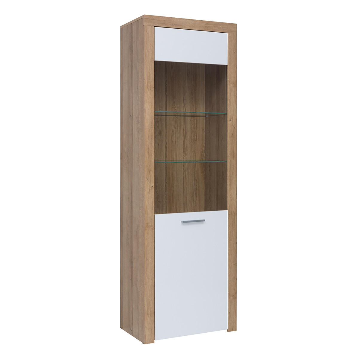 VITRÍNA Nora Bílá a dřevo - bílá, kompozitní dřevo (62/192/39cm) - Petits-meubles