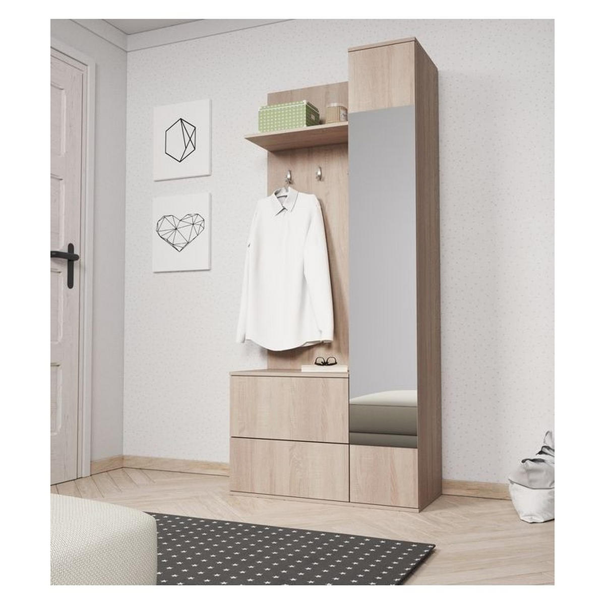 GARDEROBENPANEEL – 195 cm – Green – Sonoma Eiche – GF-MOB11 - Sonoma Eiche, Holzwerkstoff (90/195/34cm) - hi-markt