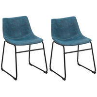 ESSZIMMERSTUHL 2er-Set Polsterbezug Blau Batavia - Blau, Textil/Metall (45/74/44cm) - Beliani
