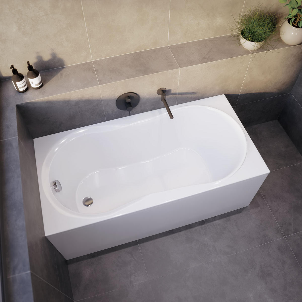BADEWANNE Rechteck GRACJA 120/75 mit Schürze Ablauf Füße - Weiß, Kunststoff (75/54.5/120cm) - bad land