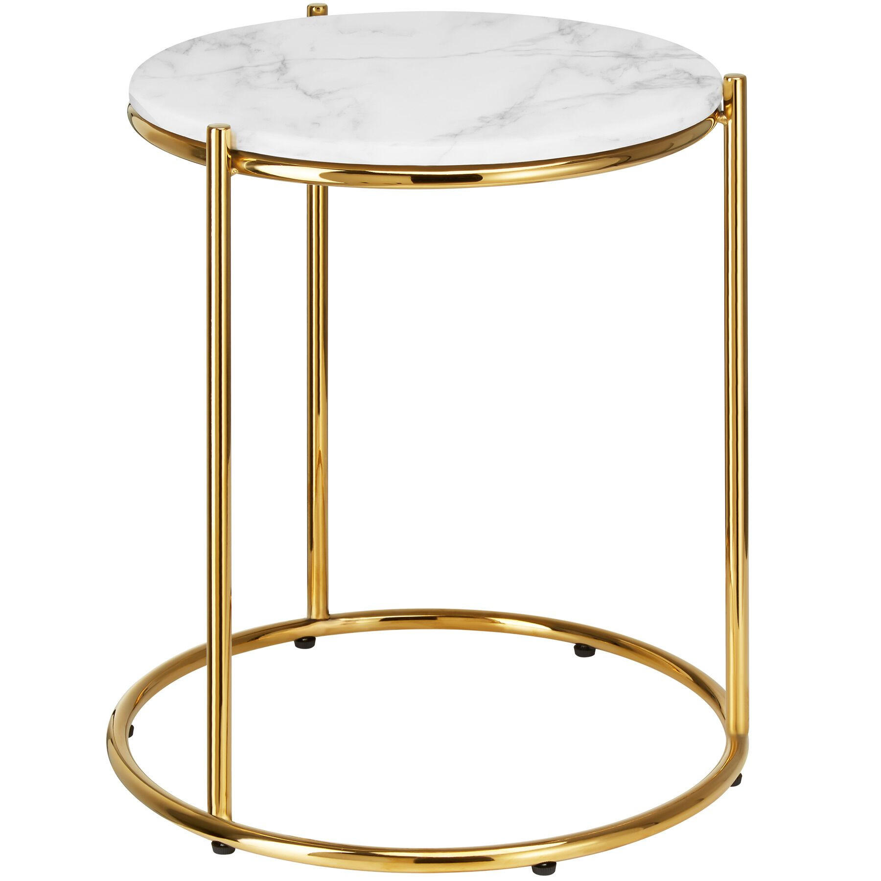 BEISTELLTISCH Ellsa,43 x 43 x 50,5 cm,weiß/gold - Goldfarben/Weiß, Stein (43/43/50.5cm) - tectake