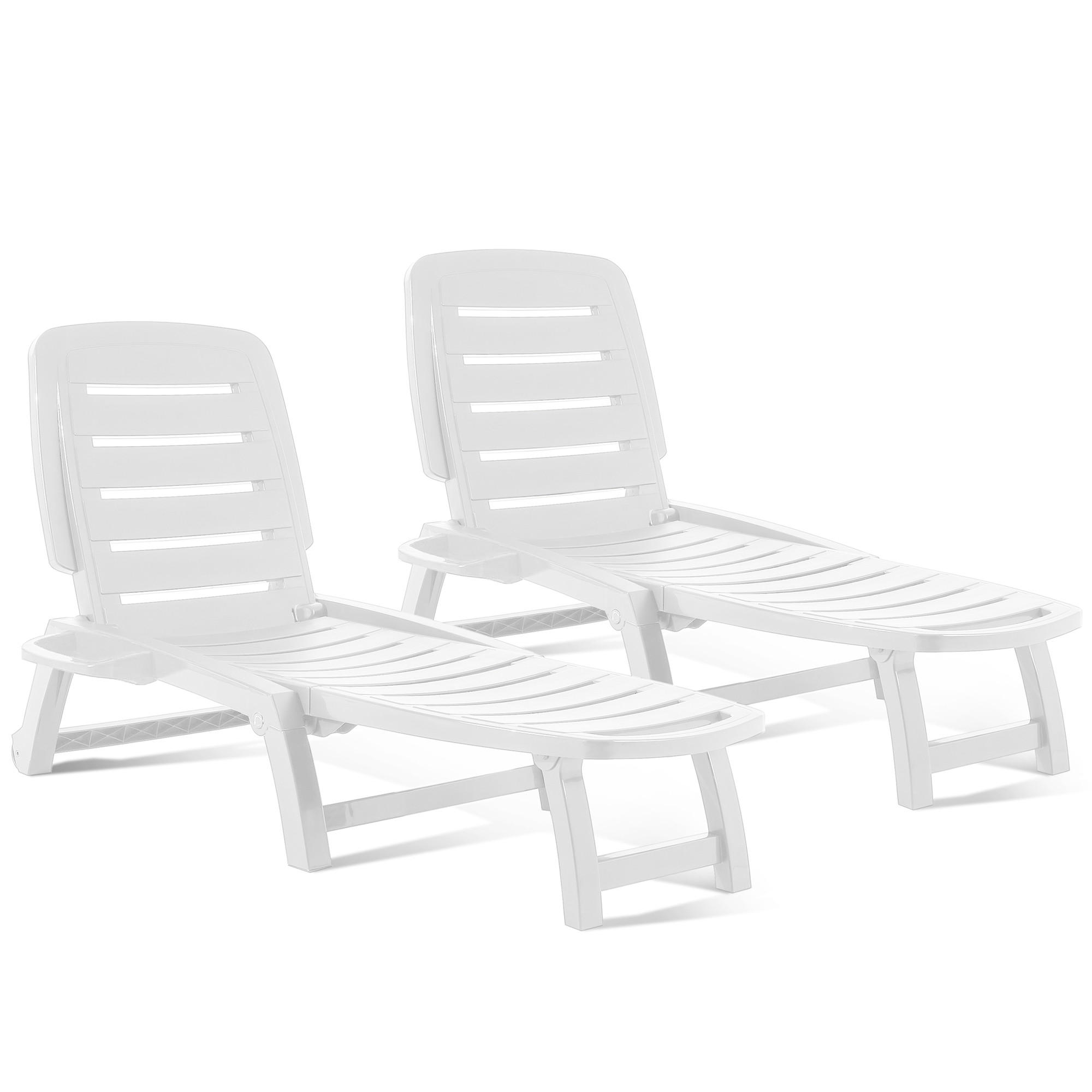 SONNENLIEGE BURRA 2-tlg, Weiß - Weiß, Kunststoff (64/87/146cm) - KONSIMO®