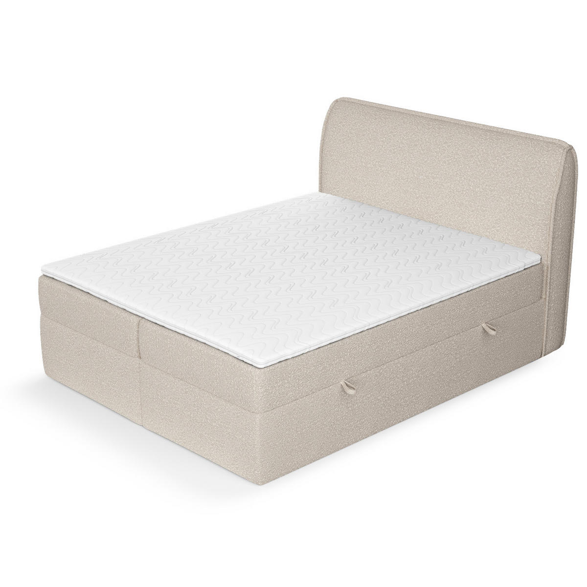BOXBETT Organic Beige 200/200 cm mit Bonellmatratze und Topper - Beige/Schwarz, Holz/Holzwerkstoff (200/200cm) - Maison de Reve