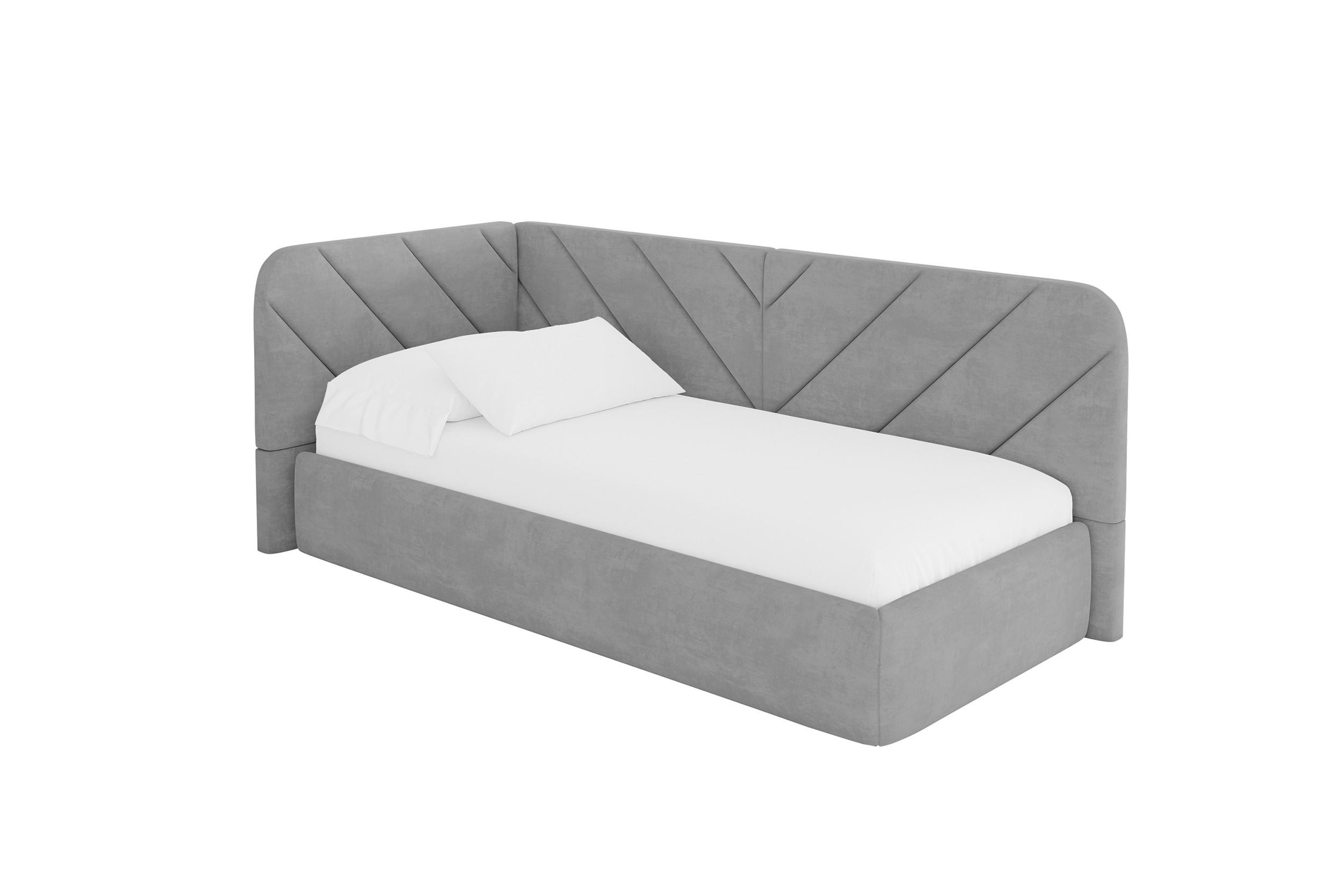 EINZELLBETT Jugendbett mit Bettkasten und Matratze H3/H4, Rechts - FIKY 80x200 Grau - Silberfarben, Holzwerkstoff/Textil (80/200cm) - ALTDECOR