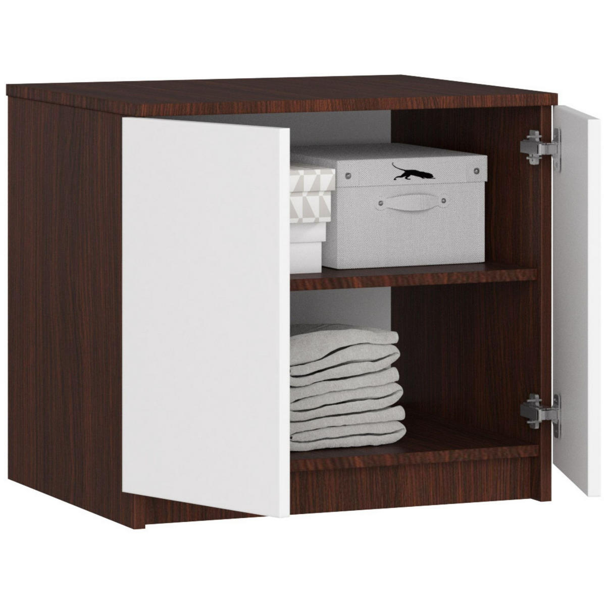 KLEIDERSCHRANK AUFSATZSCHRANK Wengefarben,Weiß 60x51x55cm - Wengefarben/Weiß, Holzwerkstoff (60/55/51cm) - Akord