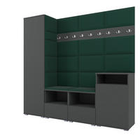 GARDEROBE NELA X 200 cm (Modulare Flurmöbel Graphit mit Sitzpolster Flaschengrün 28 Schrank + Sideboard) - Dunkelgrün/Silberfarben, Holz/Holzwerkstoff (200/187/40cm) - Ravio