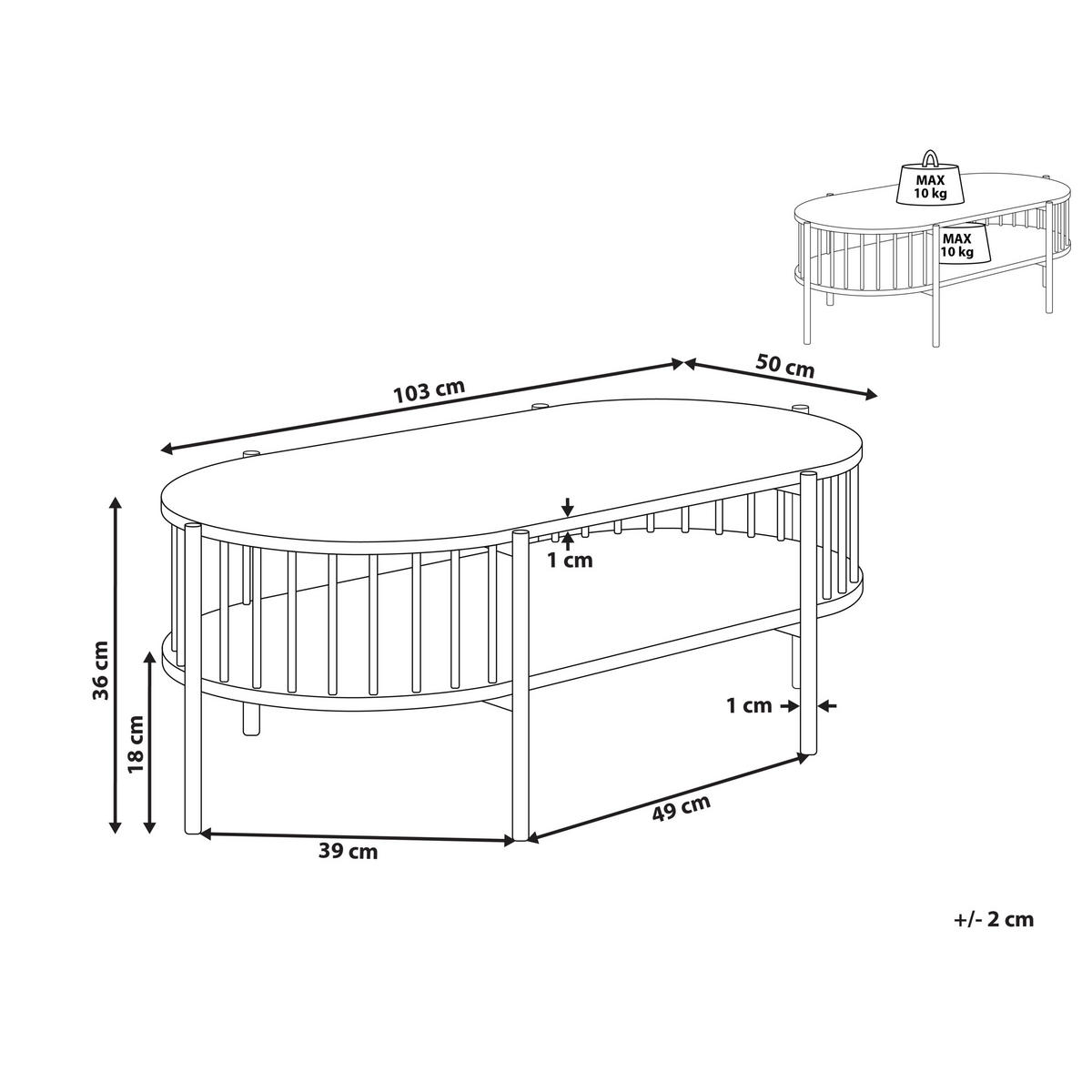COUCHTISCH Schwarz Oreana - Schwarz, Holzwerkstoff (103/50/36cm) - Beliani