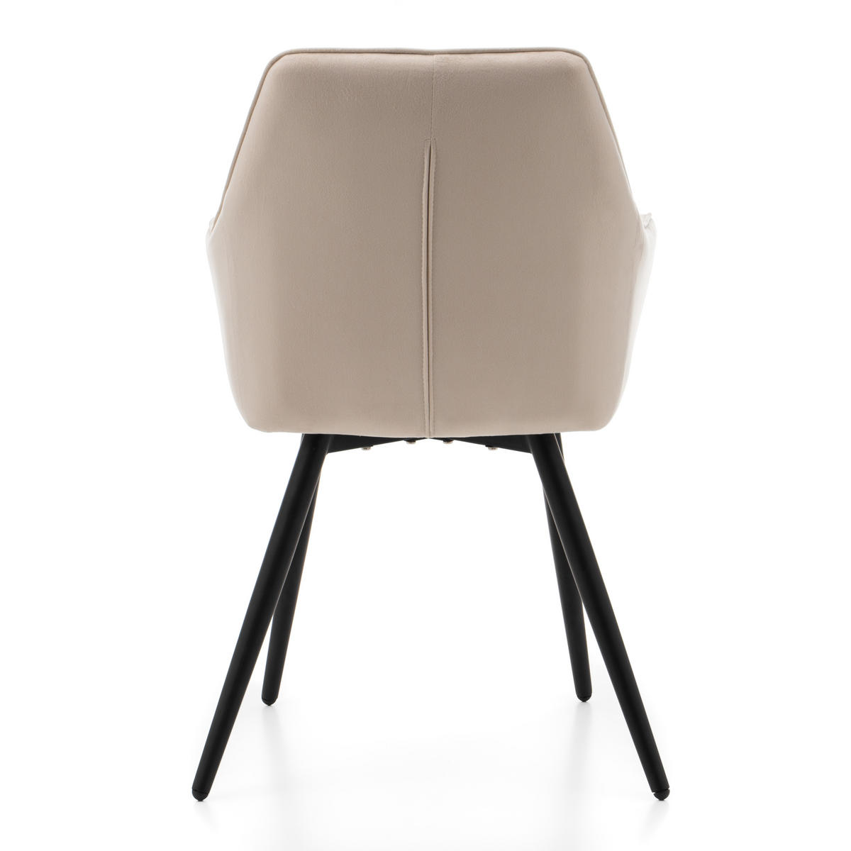 STUHL VASTO gepolstert mit Steppung - beige - Samt Velours - Ecru/Beige, Textil/Metall (58/87/60cm) - NEW HOME