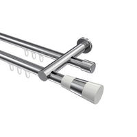 INNENLAUF-GARDINENSTANGEN-SET Platon Tanara 120 cm, 2-läufig, 20 mm Ø Chrom - Chromfarben/Weiß, Metall (120cm) - INTERDECO