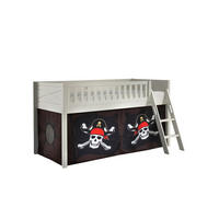 KINDERBETT Karyl 208x114x135 Massivholz Weiß Textilset Caribian Pirate - Weiß/Braun, Holz (90/200cm) - 58aufmkessel
