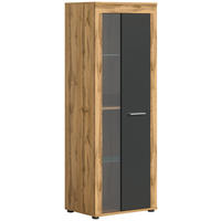 VITRINE JAM (B/H/T: ca. 60/159/35 cm) in Wotan Eiche Nachbildung/grau - Eiche Wotan, Holzwerkstoff (60/159/35cm)
