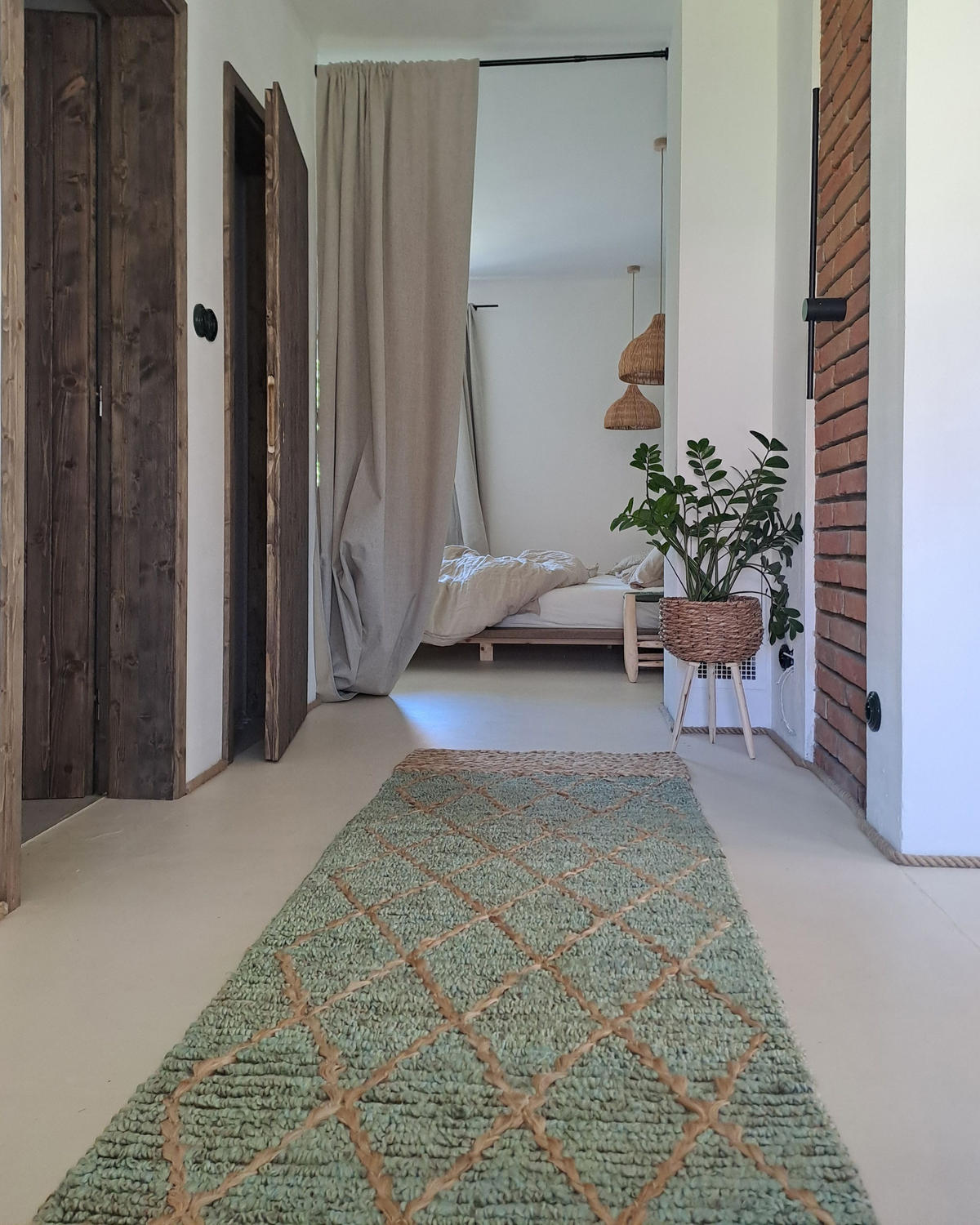 KOBEREC Zelený 80/300 cm Juta Tellikaya - béžová, textil (80/300cm) - Beliani