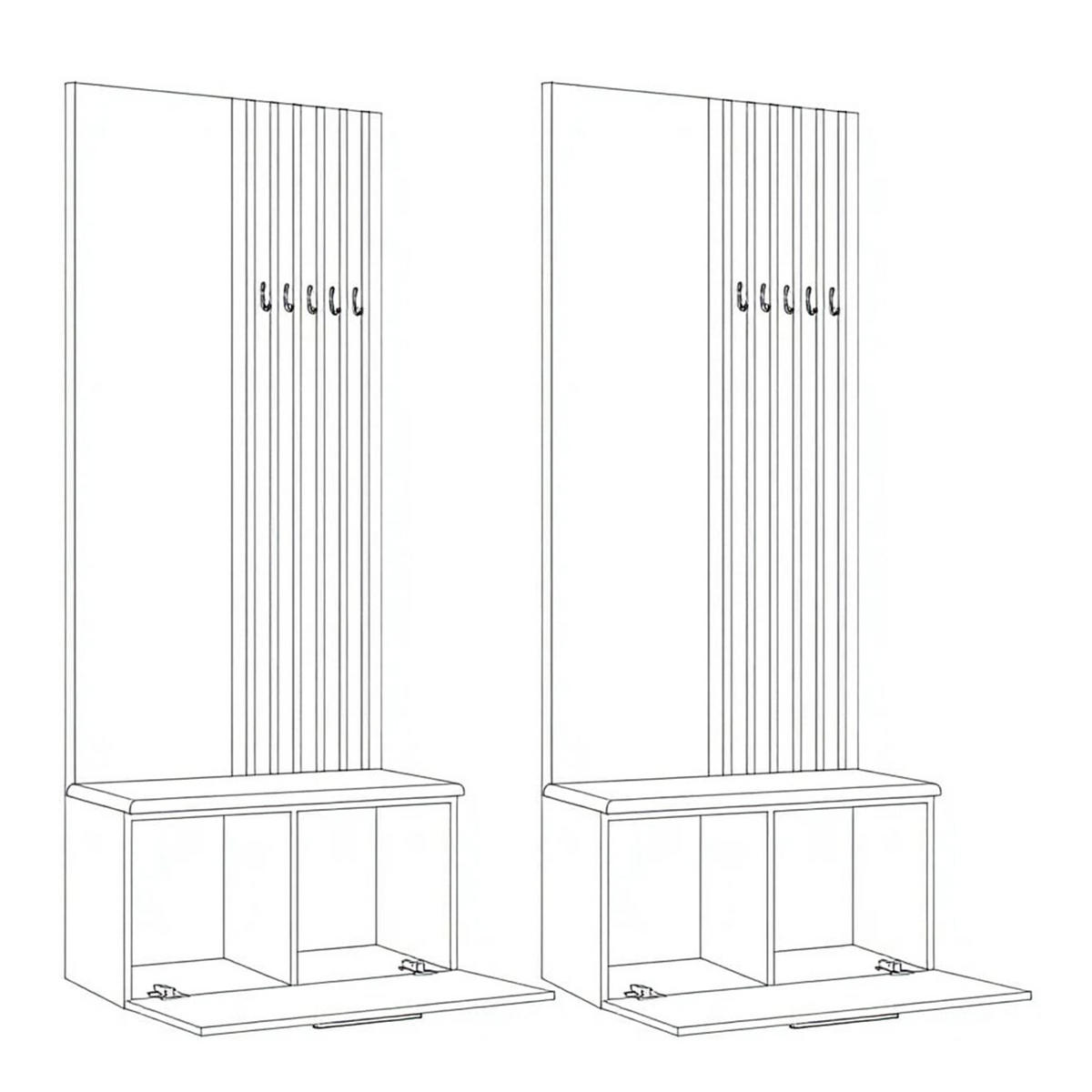 GARDEROBENSCHRANK MODULO 161,2/204/40 cm Modern Garderobe-Set Grau - Schwarz/Grau, Holzwerkstoff (161.2/204/40cm) - MASSENO