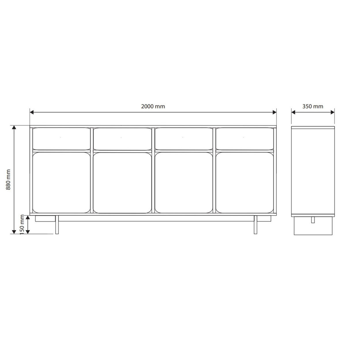 SIDEBOARD Wuwu Greige 200 cm - Taupe, Holzwerkstoff (200/88/35cm) - Selsey