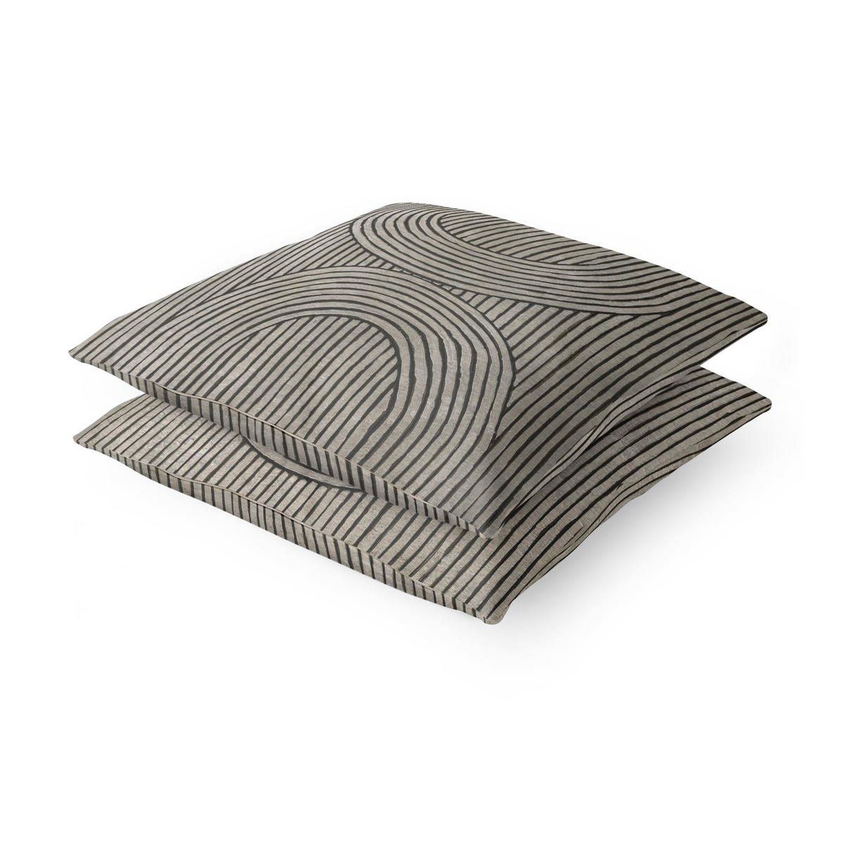 DEKOKISSEN 2er-Set Zederrillen Grau Duo 40/40 cm - Grau, Textil (40/40cm) - Bilderwelten