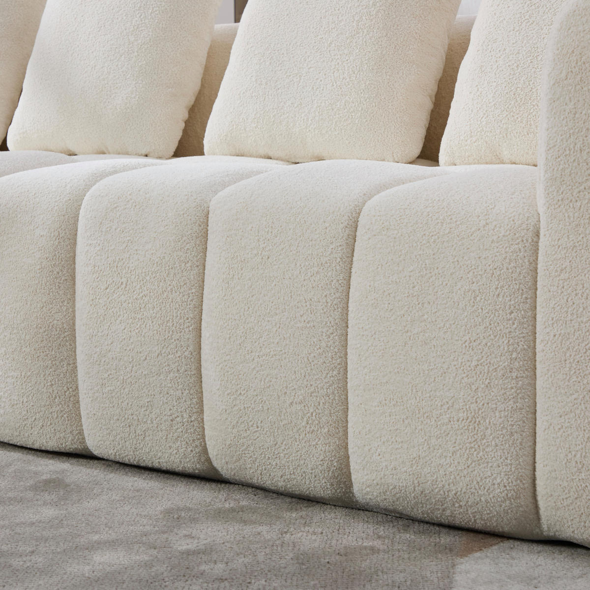 3-SITZER SOFA Cord Beige mit Kissen - Beige, Textil (160/70/94.5cm) - WISHDOR